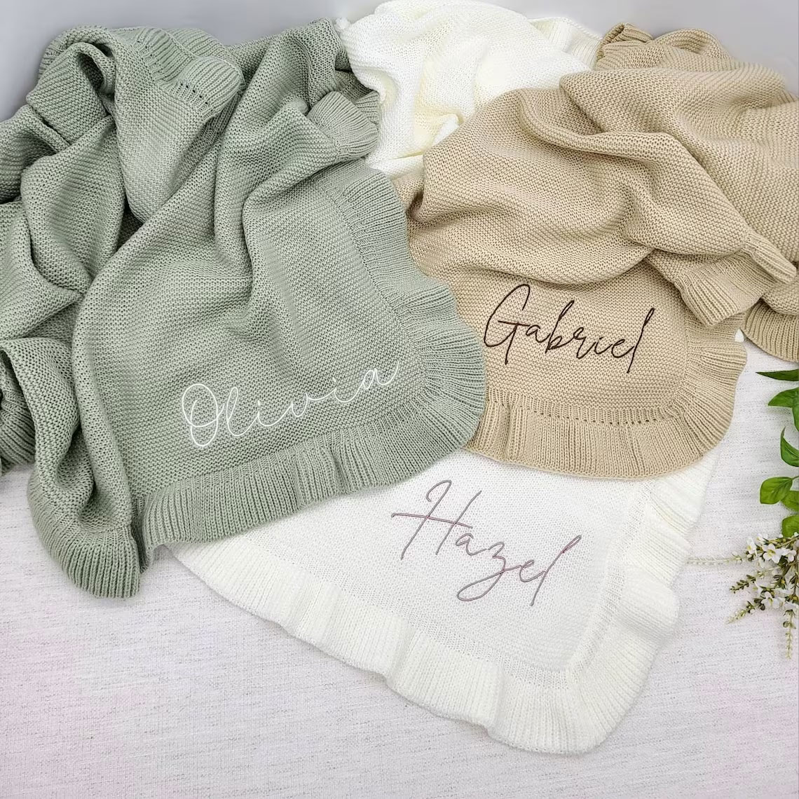 Embroidered Knit Baby Blanket