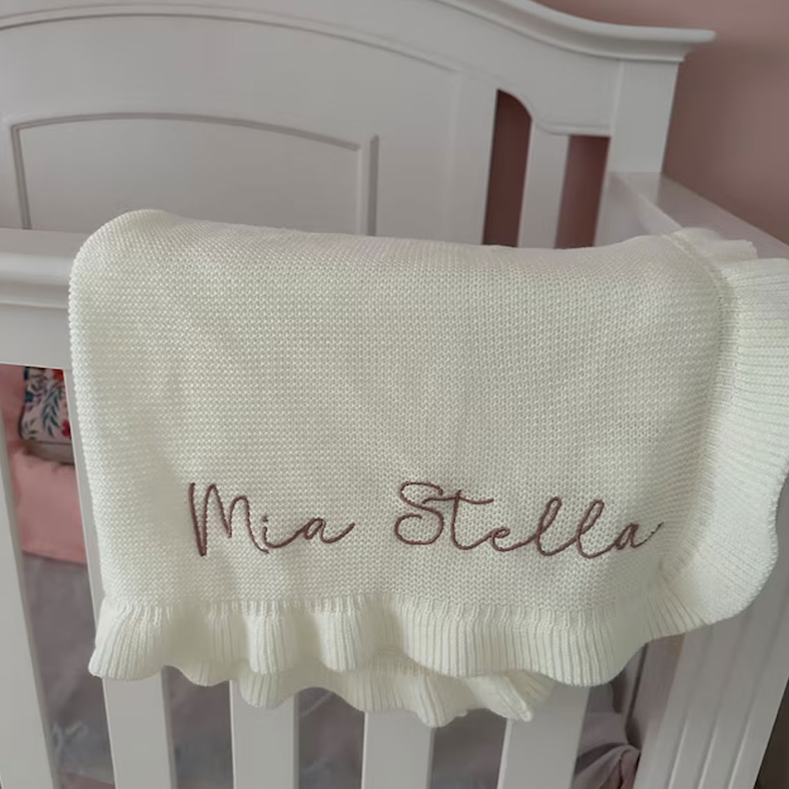Embroidered Knit Baby Blanket