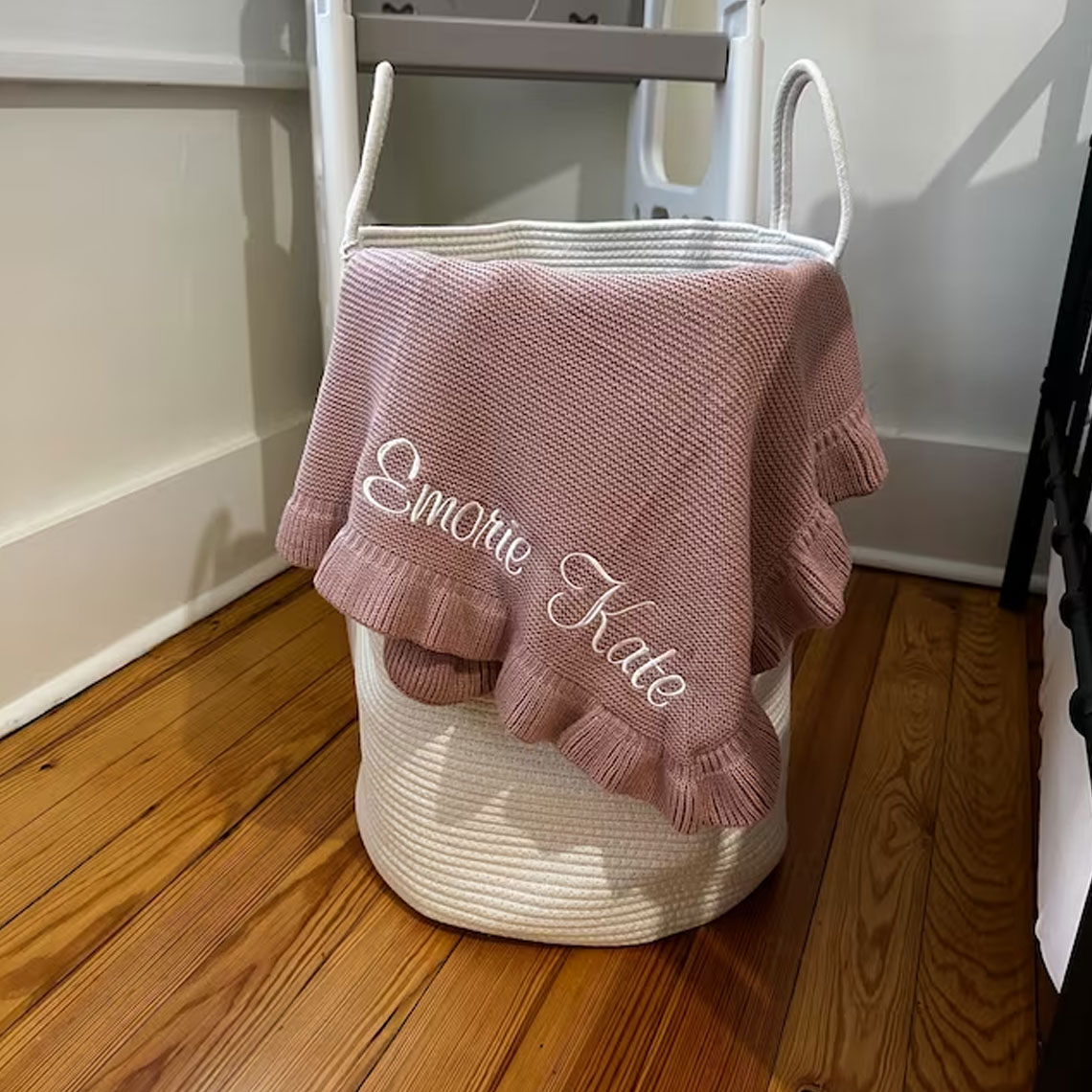 Embroidered Knit Baby Blanket