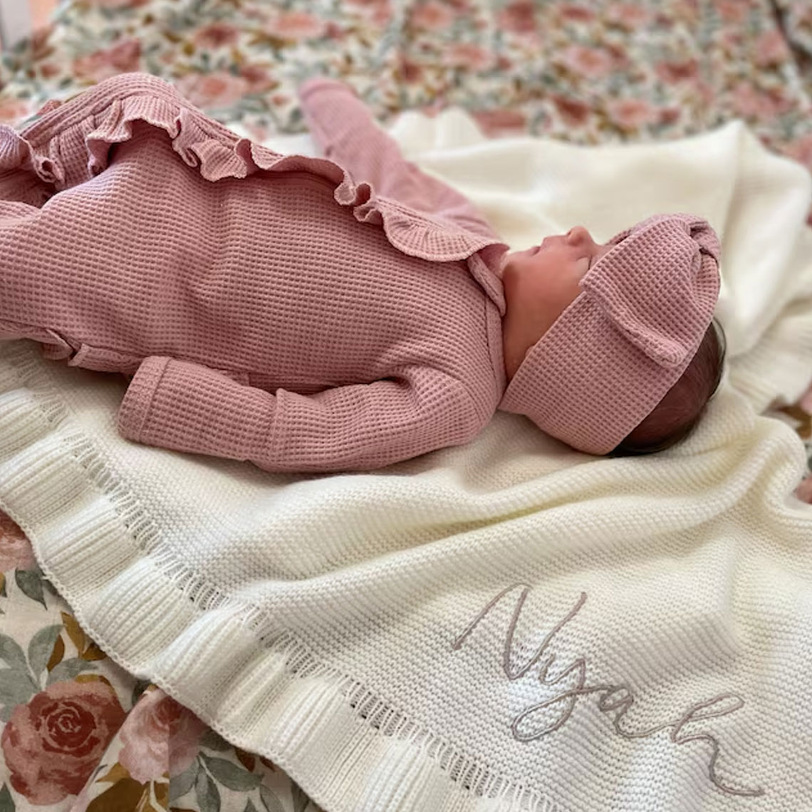 Embroidered Knit Baby Blanket