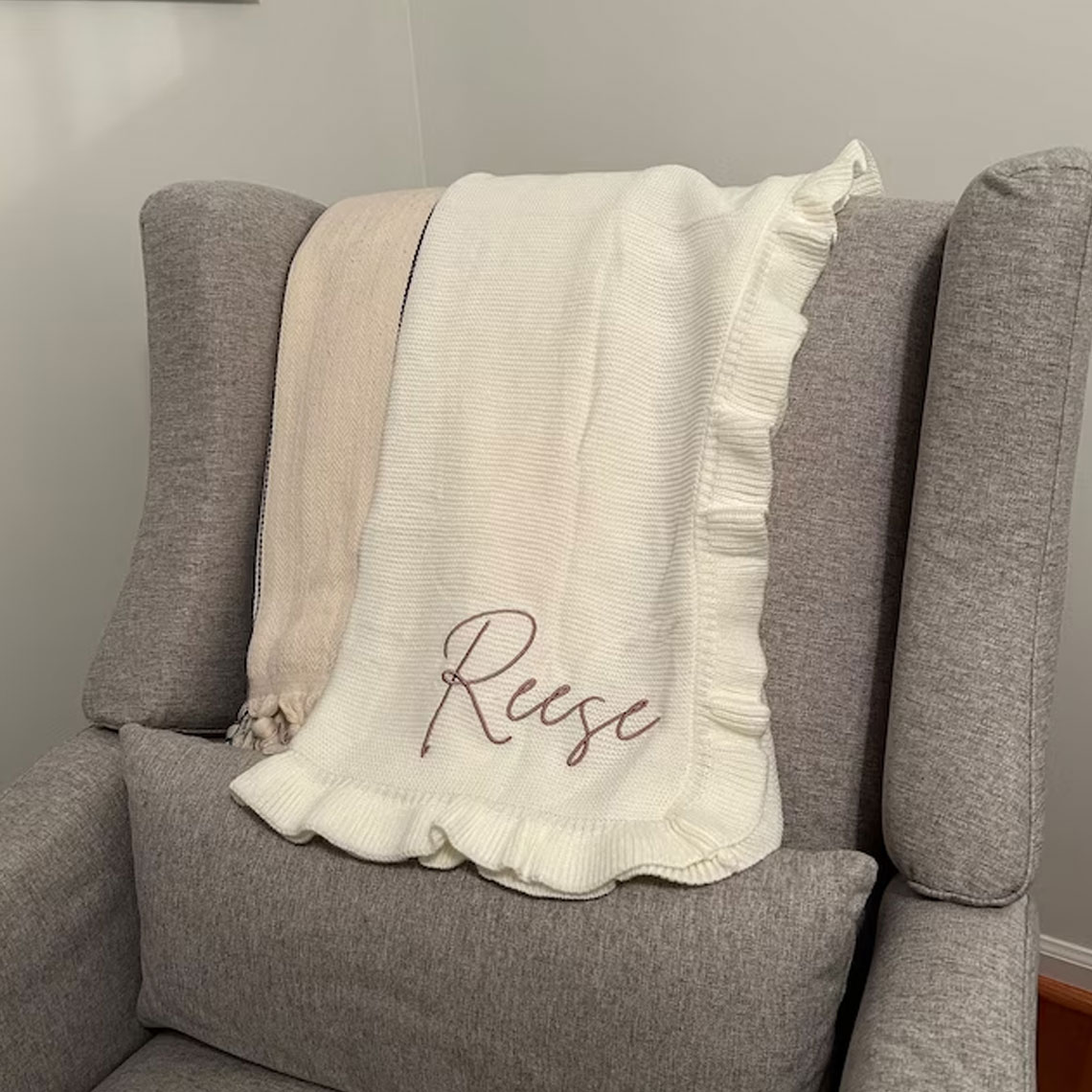 Embroidered Knit Baby Blanket