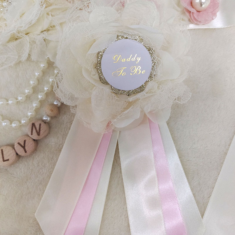 Blush Pink Baby Girl Shower Maternity Flower Sash