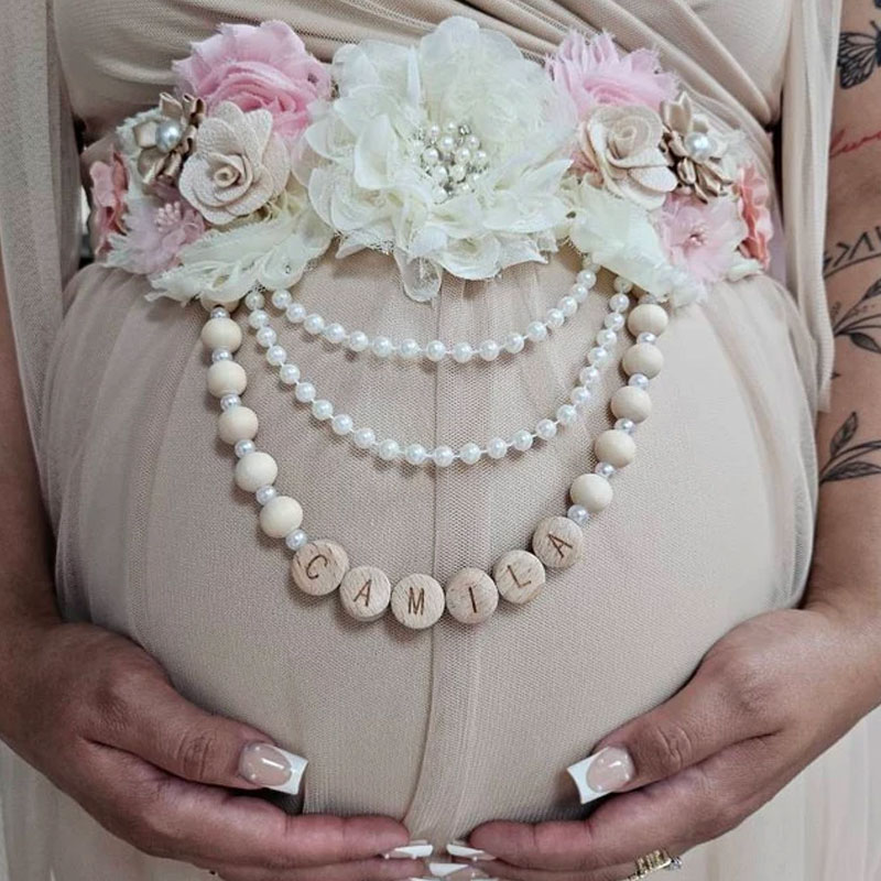 Blush Pink Baby Girl Shower Maternity Flower Sash