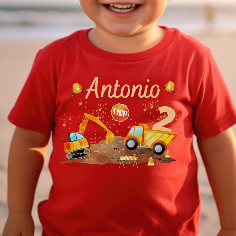 [Boy Excavator Wheel Ioader Construction Site T-shirt