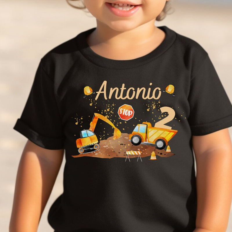 [Boy Excavator Wheel Ioader Construction Site T-shirt