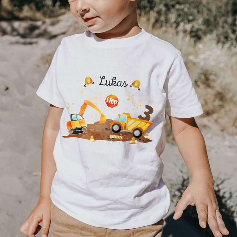 [Boy Excavator Wheel Ioader Construction Site T-shirt