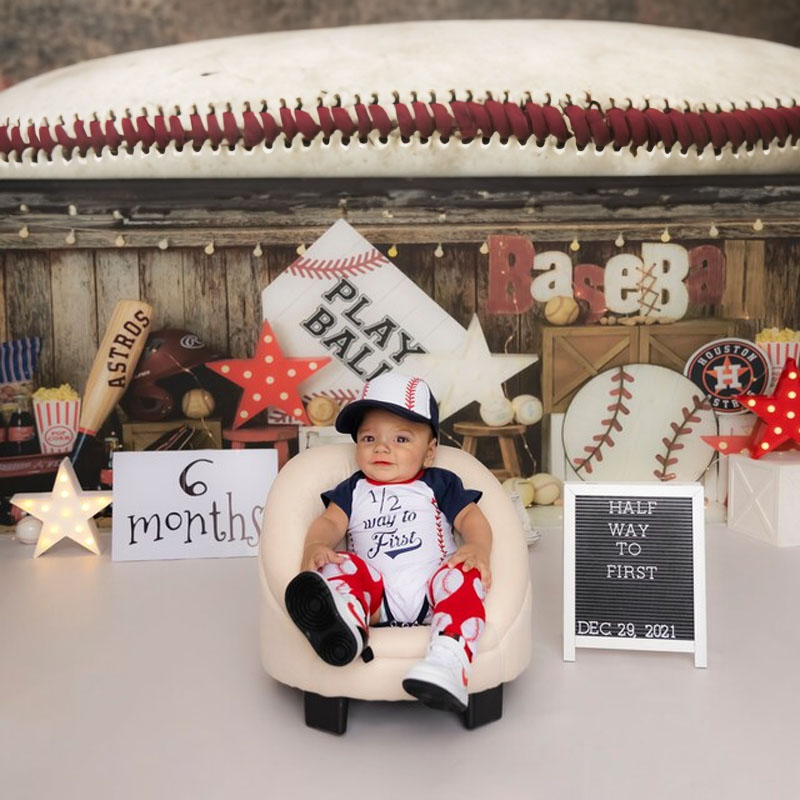 Boys 1/2 Way To First Birthday Baseball Outfit Set