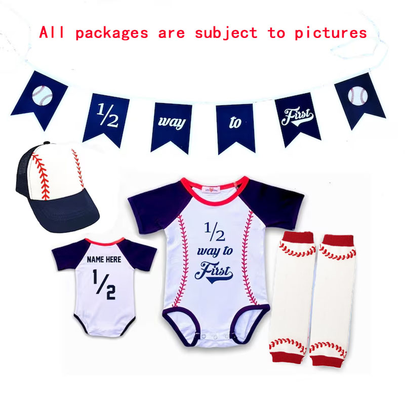 Boys 1/2 Way To First Birthday Baseball Outfit Set