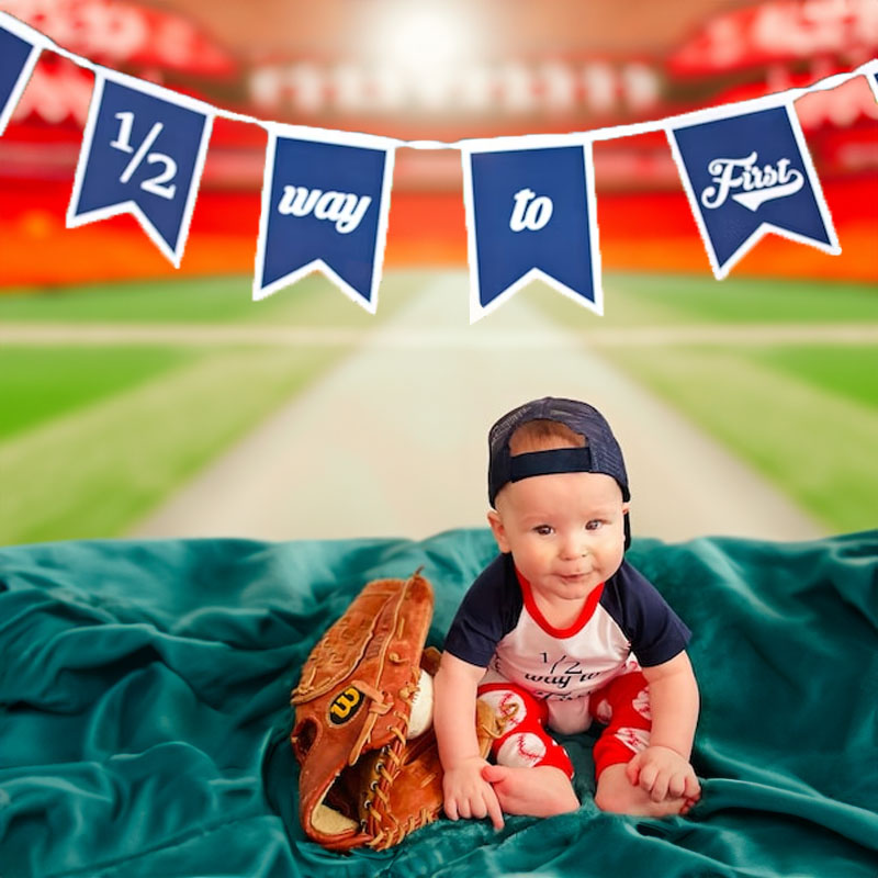Boys 1/2 Way To First Birthday Baseball Outfit Set