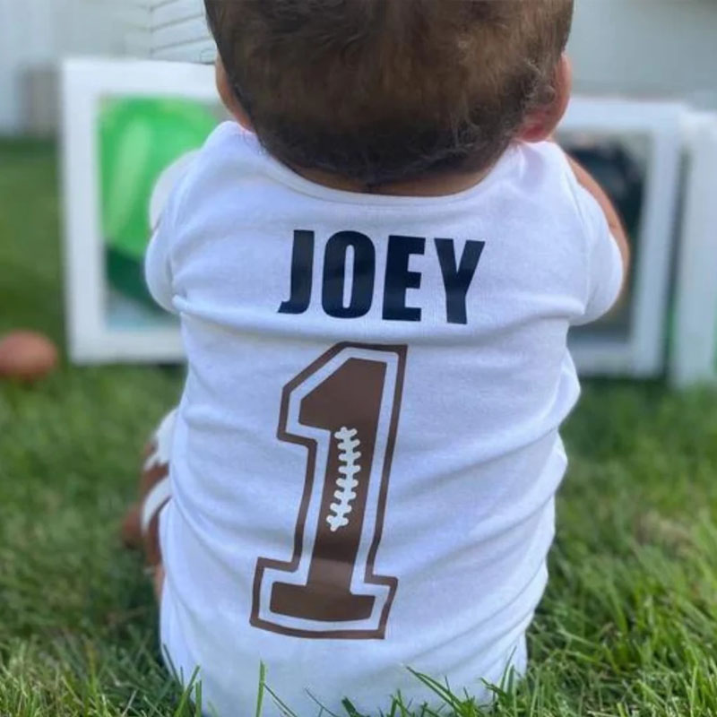Boys Football First Birthday Onesie