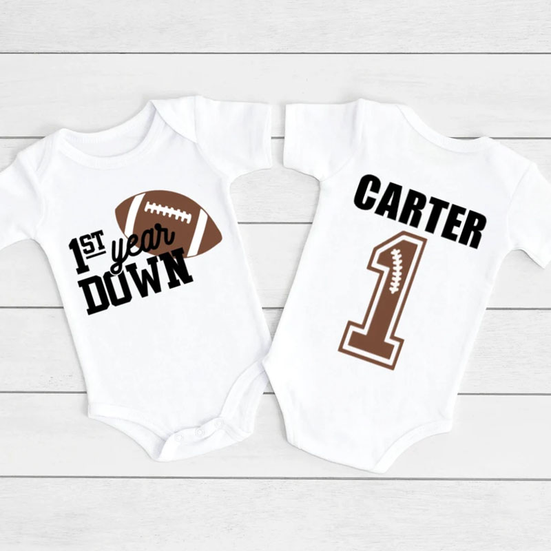 Boys Football First Birthday Onesie