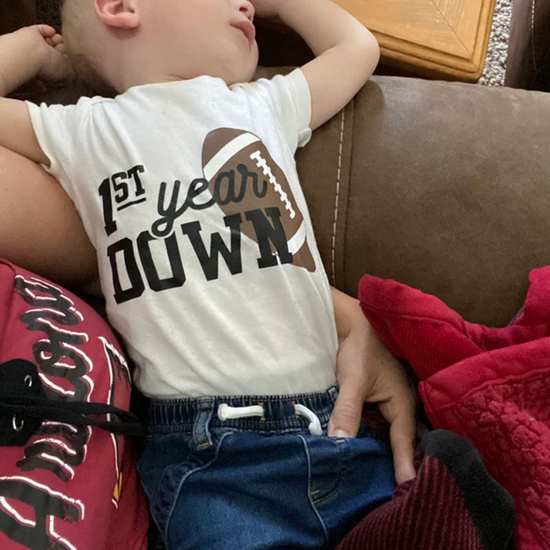 Boys Football First Birthday Onesie