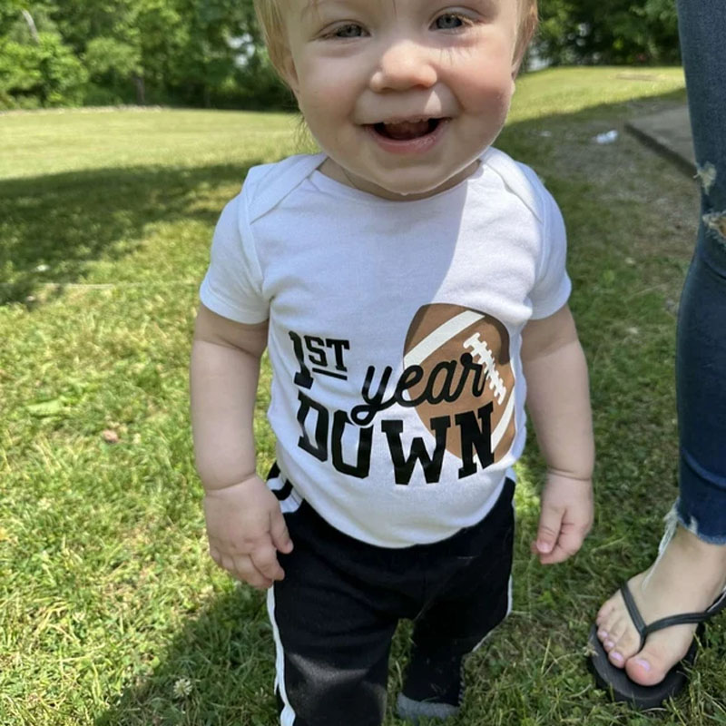 Boys Football First Birthday Onesie