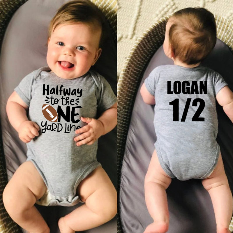 Boys Football Half Birthday Bodysuit