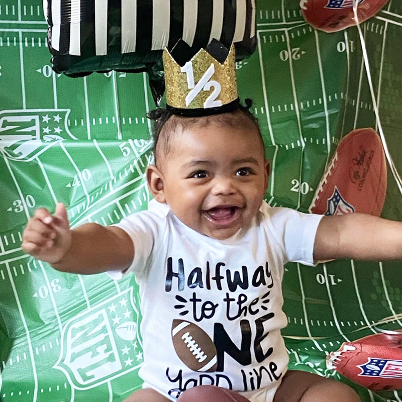 Boys Football Half Birthday Bodysuit