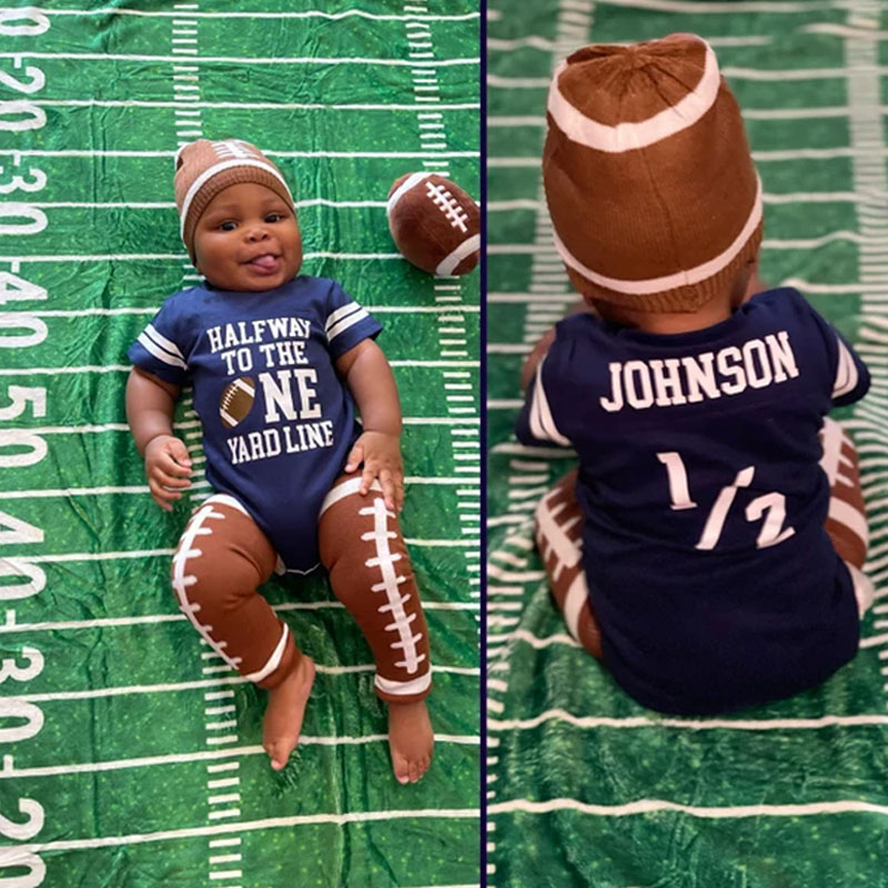 Boys Half Birthday Football Jersey Bodysuit Set