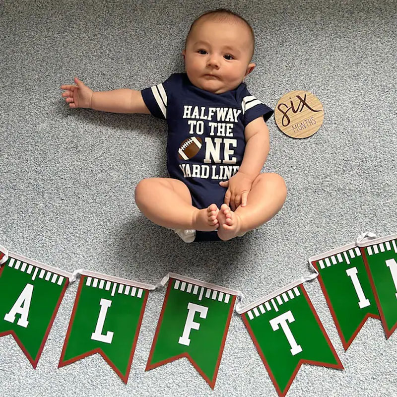 Boys Half Birthday Football Jersey Bodysuit Set