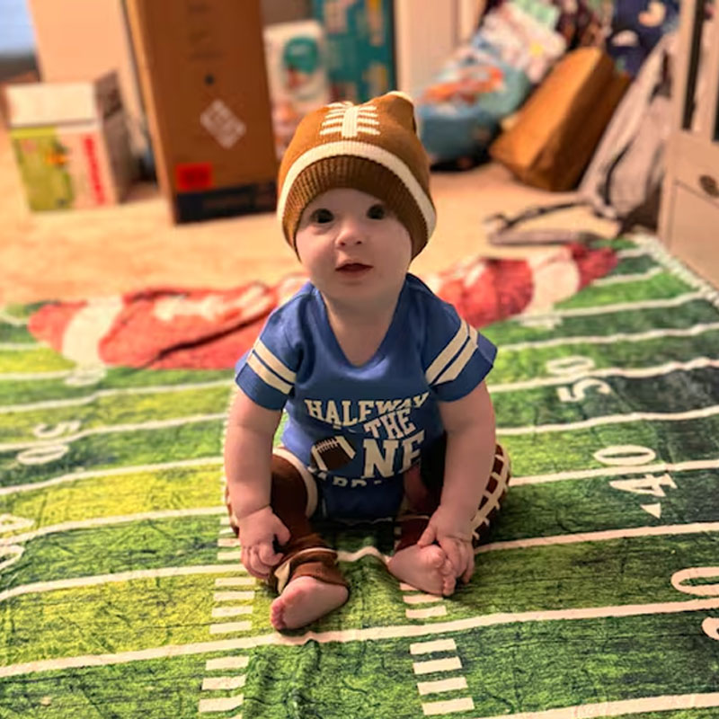 Boys Half Birthday Football Jersey Bodysuit Set