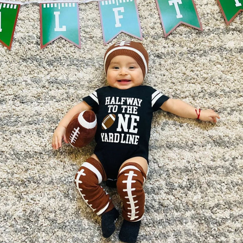 Boys Half Birthday Football Jersey Bodysuit Set