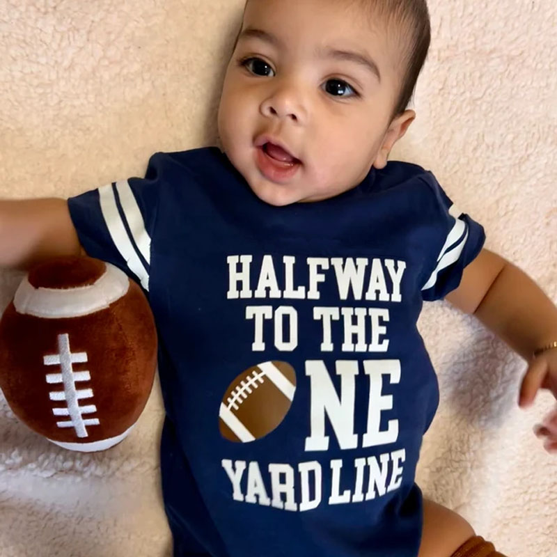 Boys Half Birthday Football Jersey Bodysuit Set