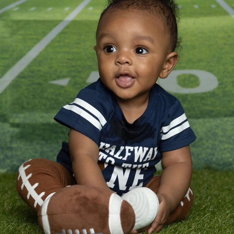 Boys Half Birthday Football Jersey Bodysuit Set