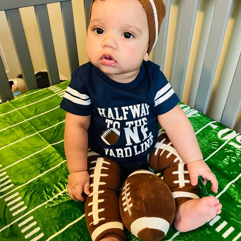 Boys Half Birthday Football Jersey Bodysuit Set