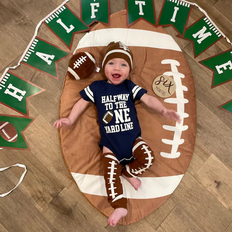 Boys Half Birthday Football Jersey Bodysuit Set