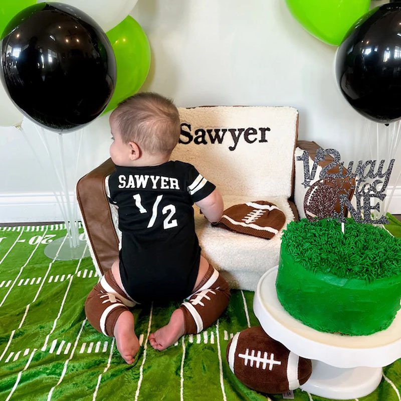 Boys Half Birthday Football Jersey Bodysuit Set