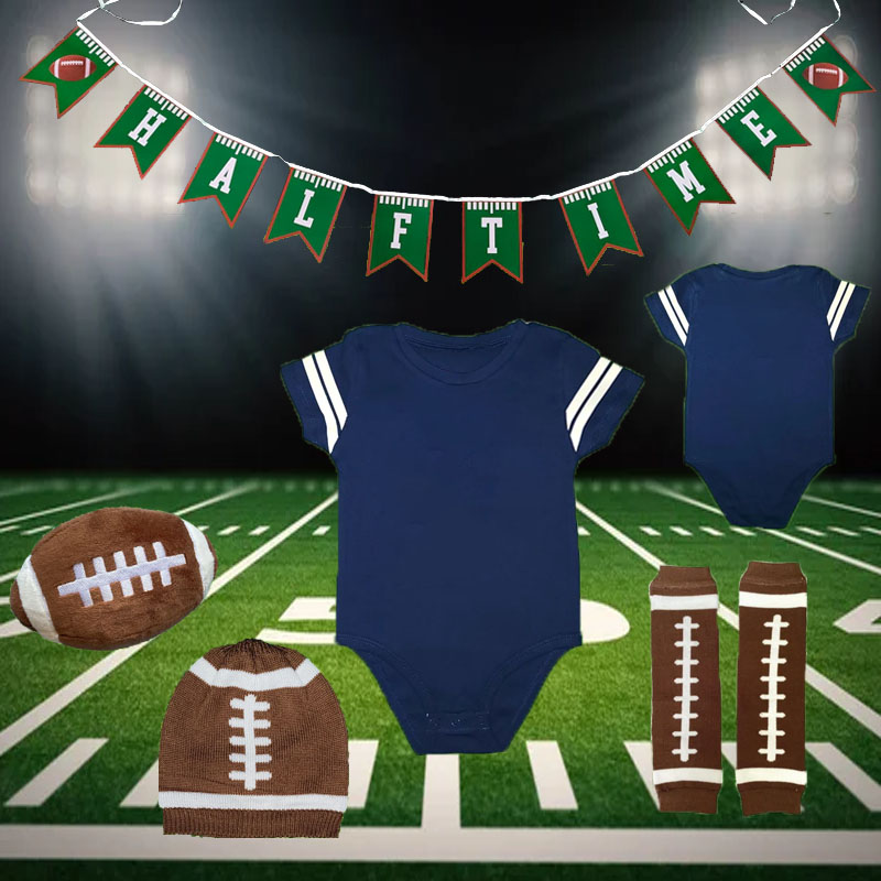 Boys Half Birthday Football Jersey Bodysuit Set