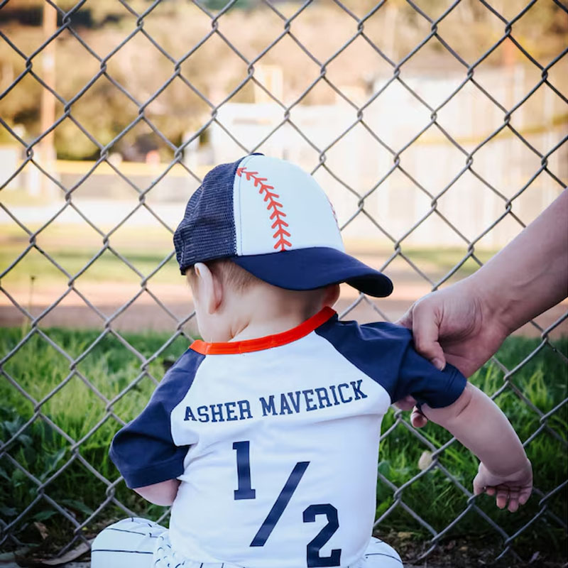 Boys Half Birthday Personalized Baseball Outfit Set