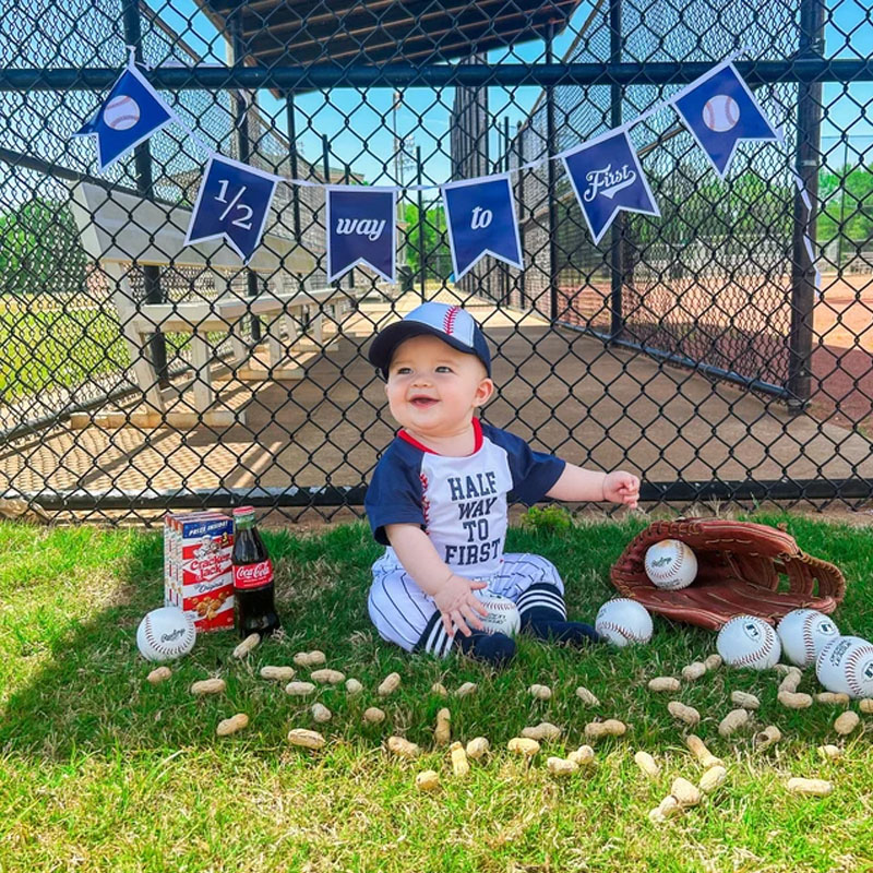 Boys Half Birthday Personalized Baseball Outfit Set