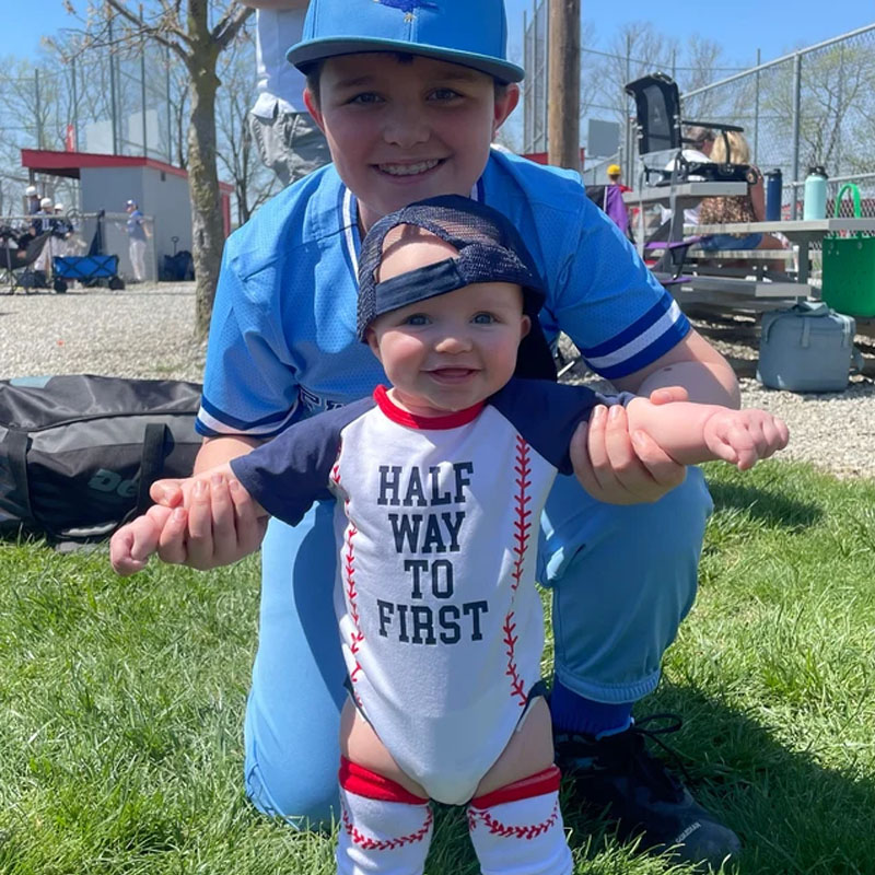 Boys Half Birthday Personalized Baseball Outfit Set