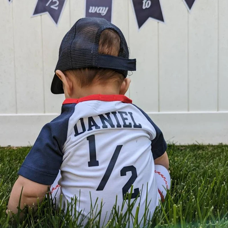 Boys Half Birthday Personalized Baseball Outfit Set