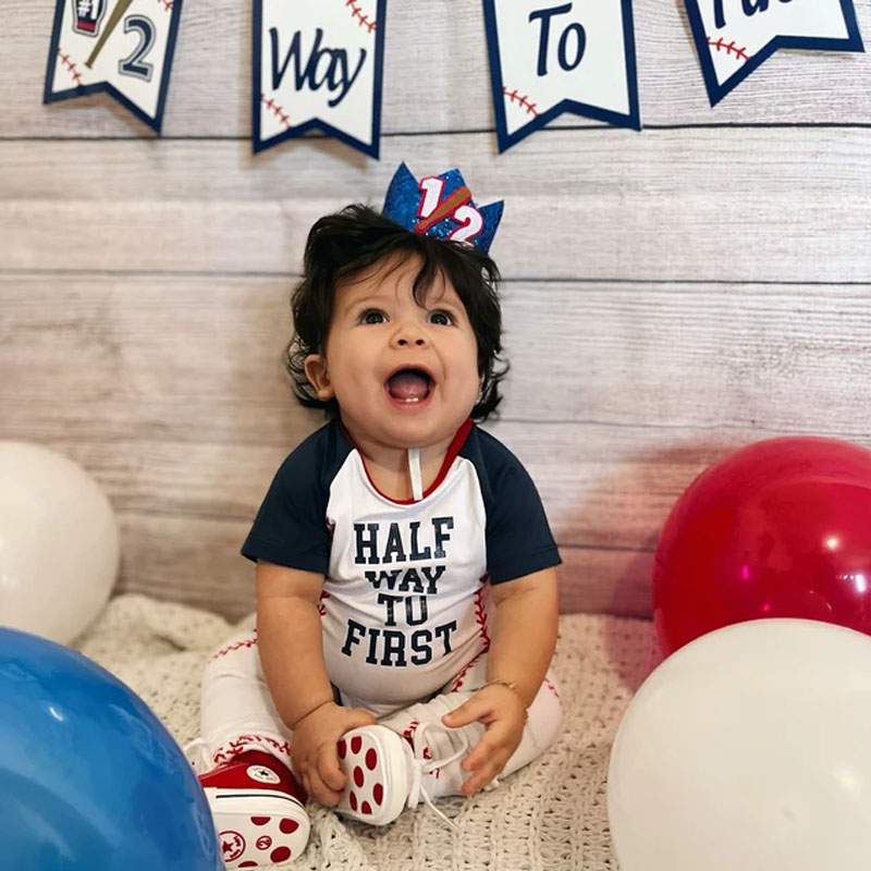 Boys Half Birthday Personalized Baseball Outfit Set