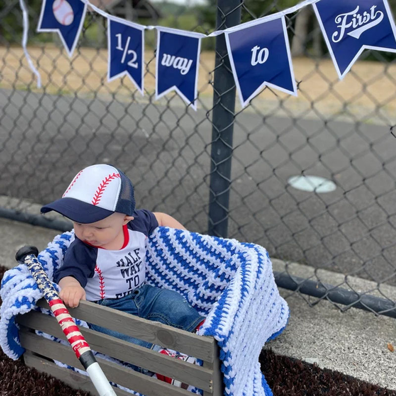 Boys Half Birthday Personalized Baseball Outfit Set