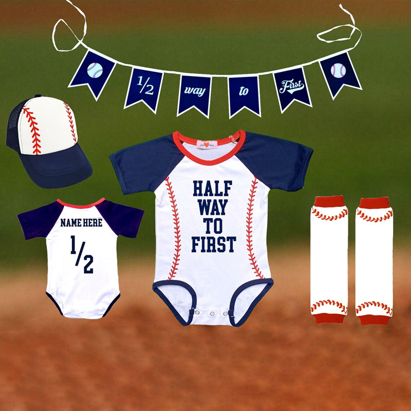 Boys Half Birthday Personalized Baseball Outfit Set