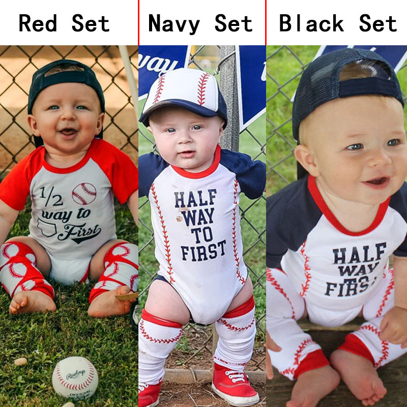 Boys Half Birthday Personalized Baseball Outfit Set