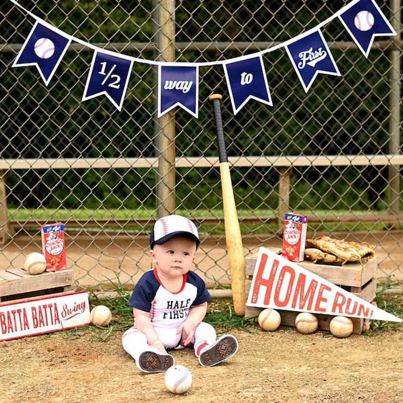 Boys Half Birthday Personalized Baseball Outfit Set