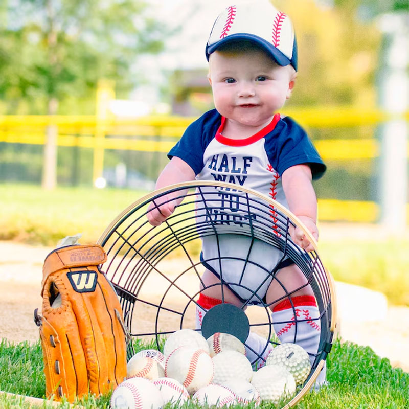 Boys Half Birthday Personalized Baseball Outfit Set