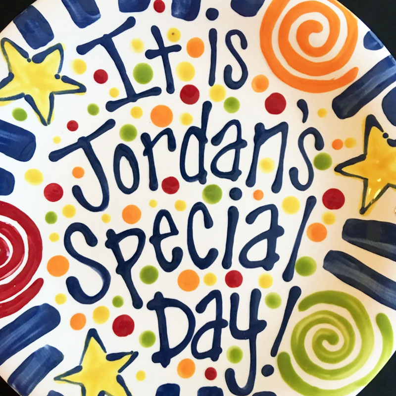 Brightly Painted Ceramic Special Day Plate