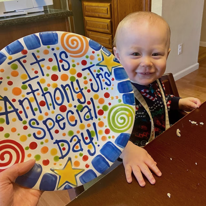 Brightly Painted Ceramic Special Day Plate