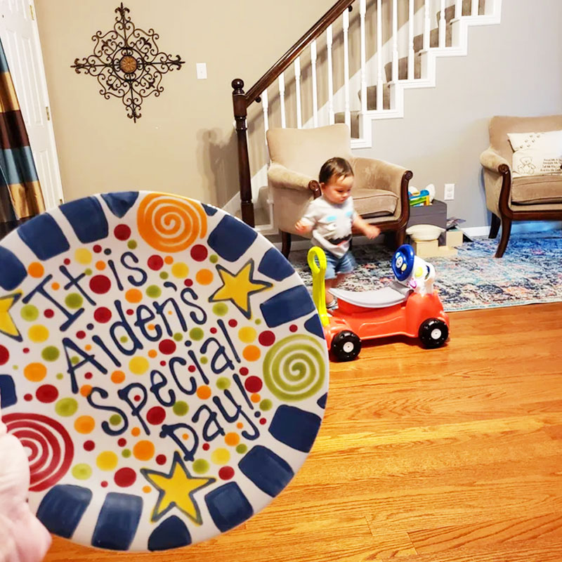 Brightly Painted Ceramic Special Day Plate