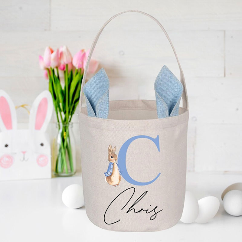 Bunny Easter Basket with Custom Name