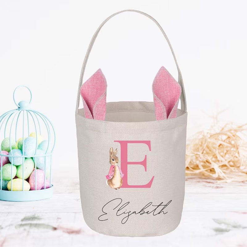 Bunny Easter Basket with Custom Name