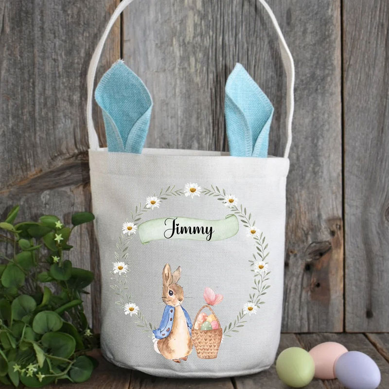 Bunny Easter Basket with Name Egg Hunting