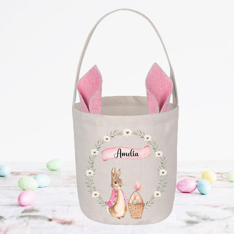 Bunny Easter Basket with Name Egg Hunting