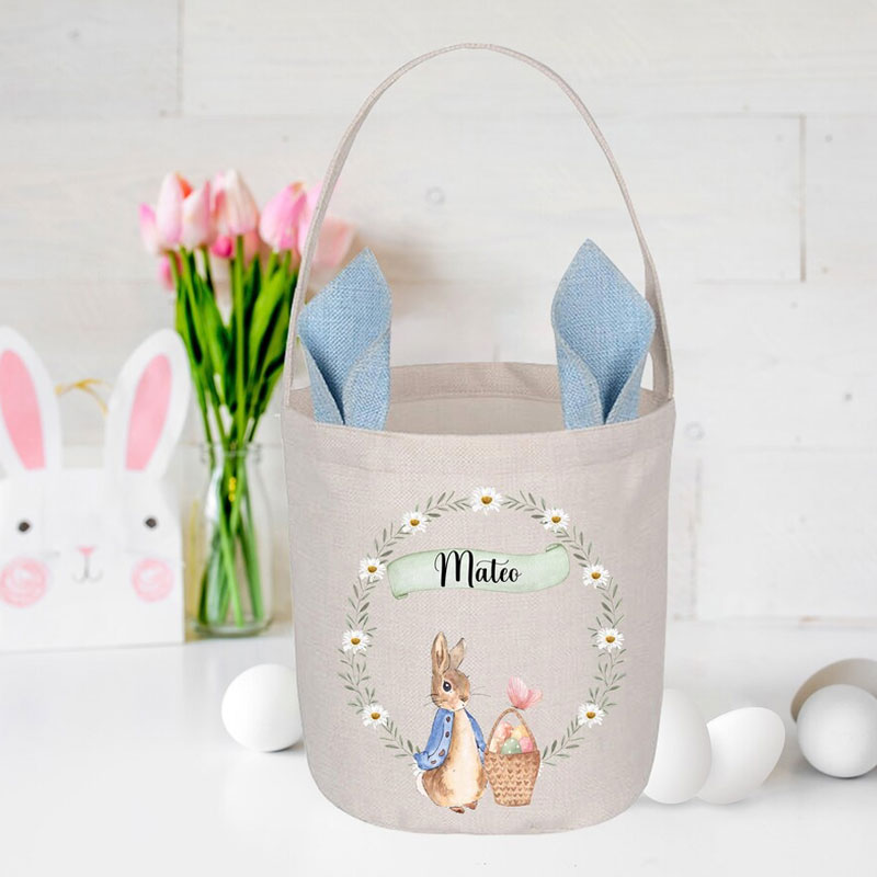 Bunny Easter Basket with Name Egg Hunting