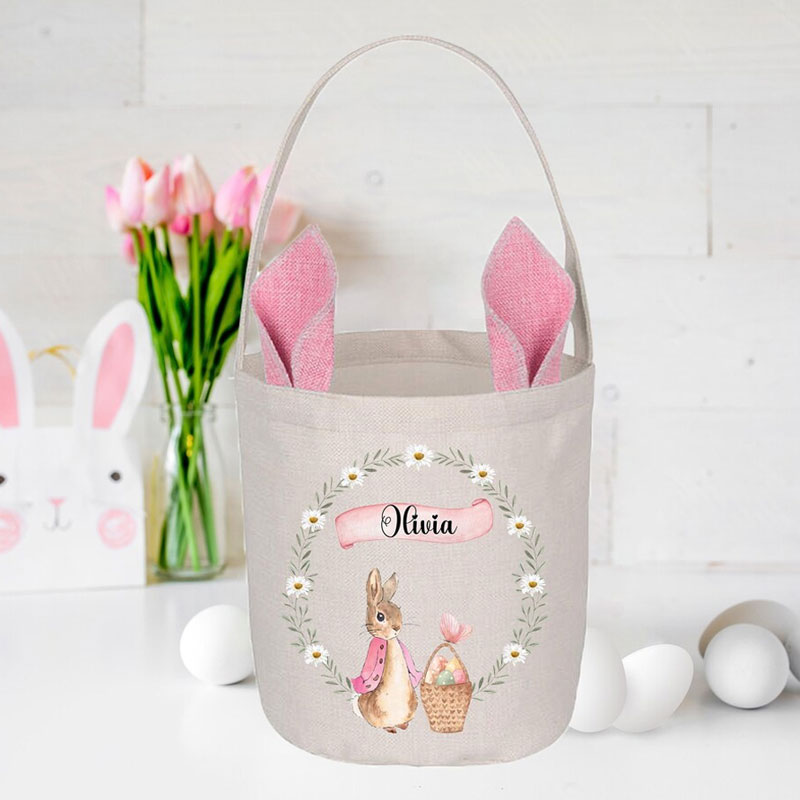 Bunny Easter Basket with Name Egg Hunting
