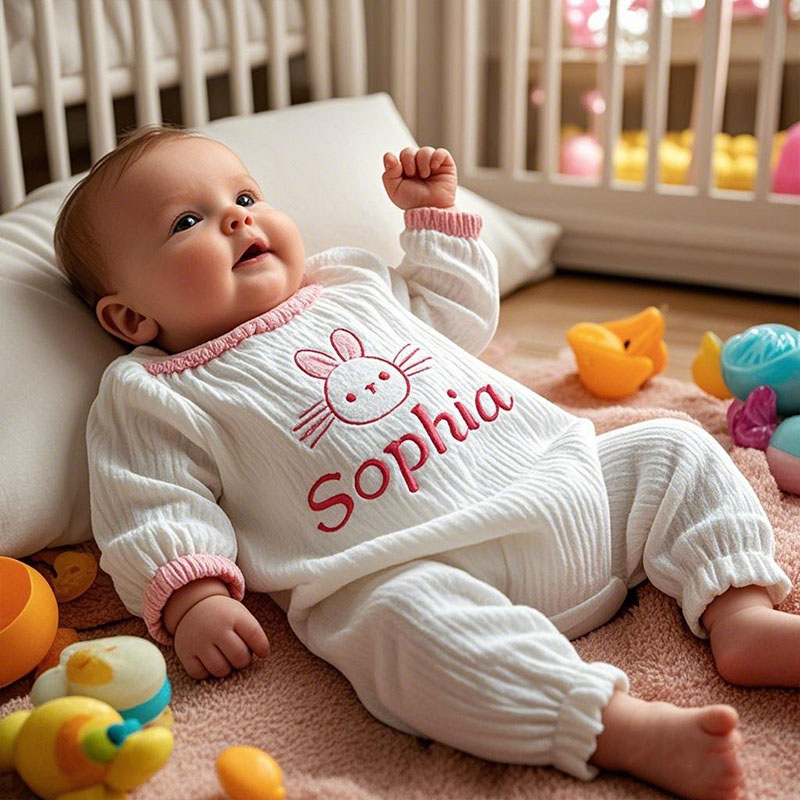 Bunny Embroidered Baby Easter Romper