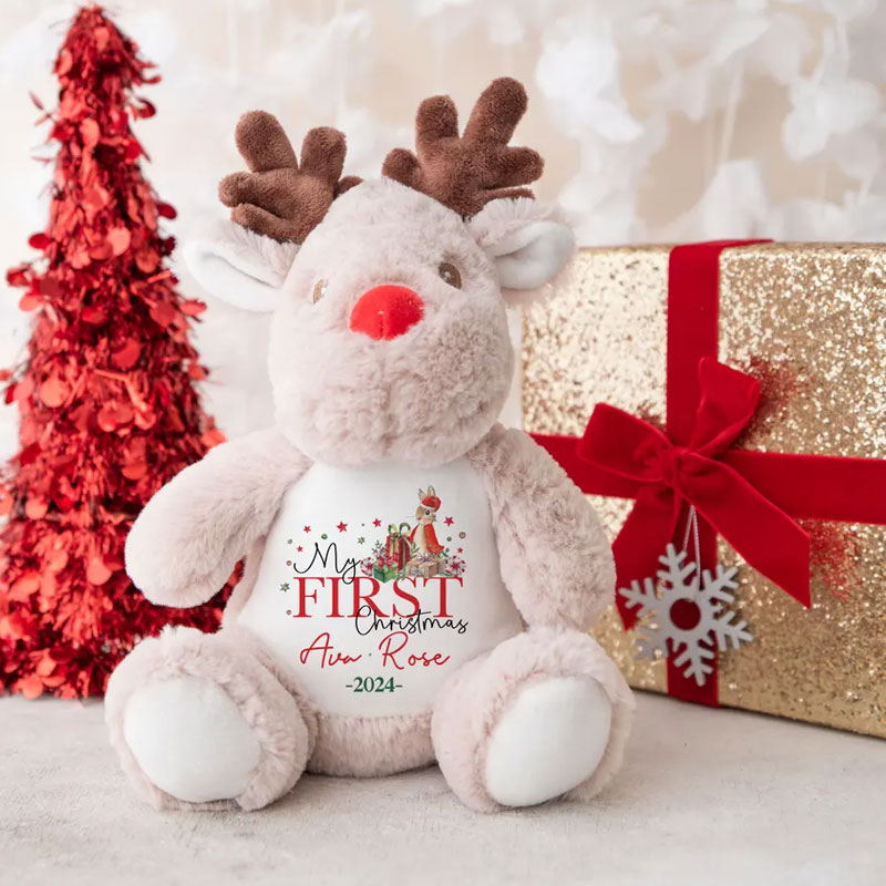 Personalised My First Christmas Hat Peter Bunny Reindeer Teddy